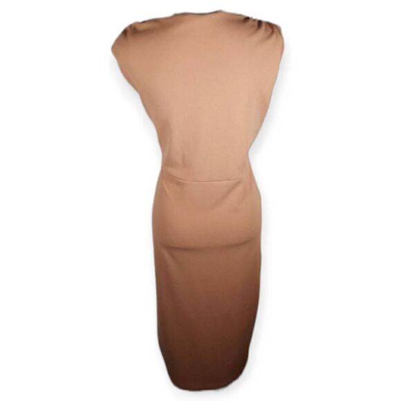 PRETTY LITTLE THING NUDE PLUNGE WEAP DETAIL MIDI DRESS SZ.16 NWOT. - Picture 11 of 13